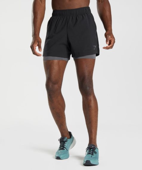 Men's Gymshark Sport 5" 2 In 1 Shorts Black | CA D50368